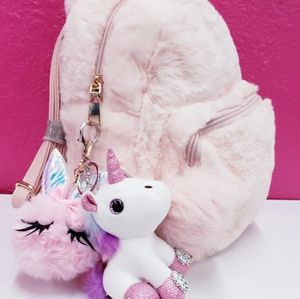 Cat ear Pink backpack NWT free pom-pom